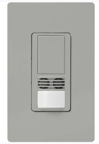 Lutron Maestro Dual-Tech Motion Sensor Switch, TAA Compliant, 6A, 120-277V, Single Pole/3-Way, Neutral Required, WMS-B102-GR, Gray