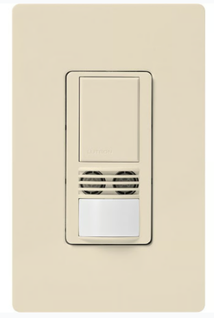 Lutron Maestro Dual-Tech Motion Sensor Switch, TAA Compliant, 6A, 120-277V, Single Pole/3-Way, Neutral Required, WMS-B102-LA, Light Almond
