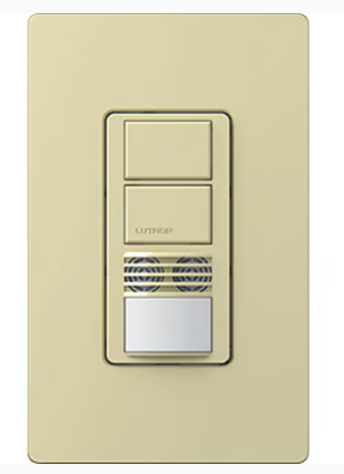 Lutron Maestro Dual Circuit Dual-Tech Motion Sensor Switch, TAA Compliant, 6A, 120-277V, Single Pole/3-Way, Neutral Required, WMS-B202-IV, Ivory