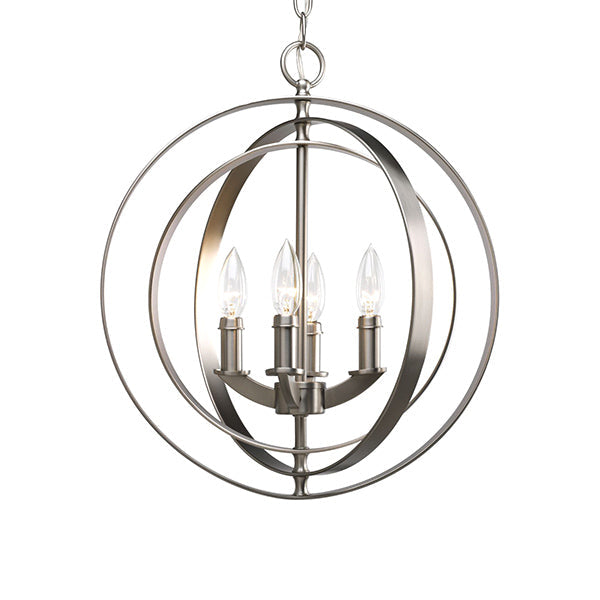 Progress Lighting P3827-126 Equinox 4-Light Foyer Pendant, Burnished Silver