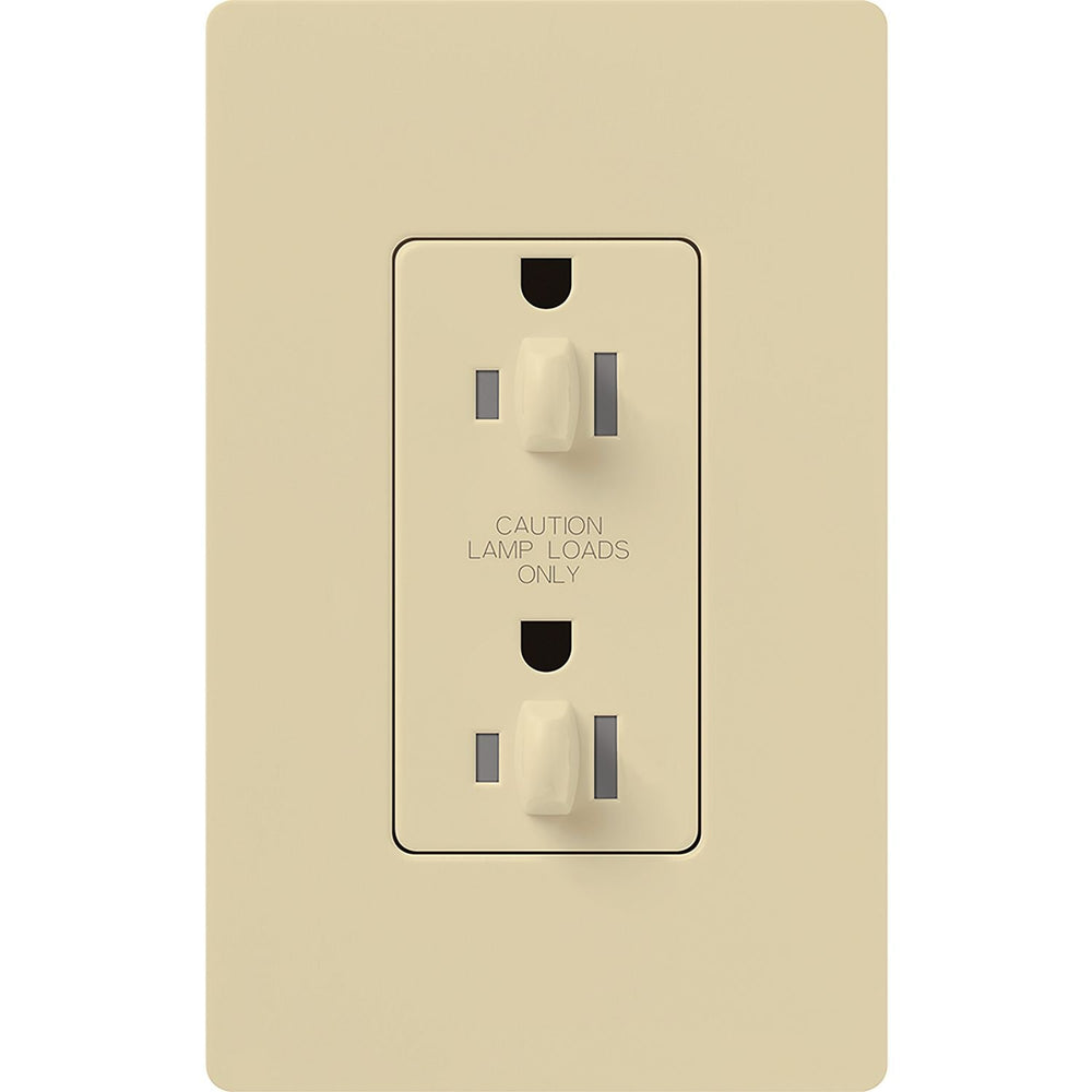 Lutron Claro 15A Dual Dimming, Tamper Resistant Duplex Receptacle, Decorator-Style Outlet, Gloss Finish, CAR-15-DDTR-IV, Ivory