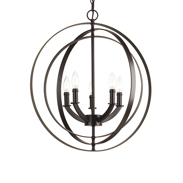 Progress Lighting P3841-20 Equinox 5-Light Foyer Pendant, Antique Bronze