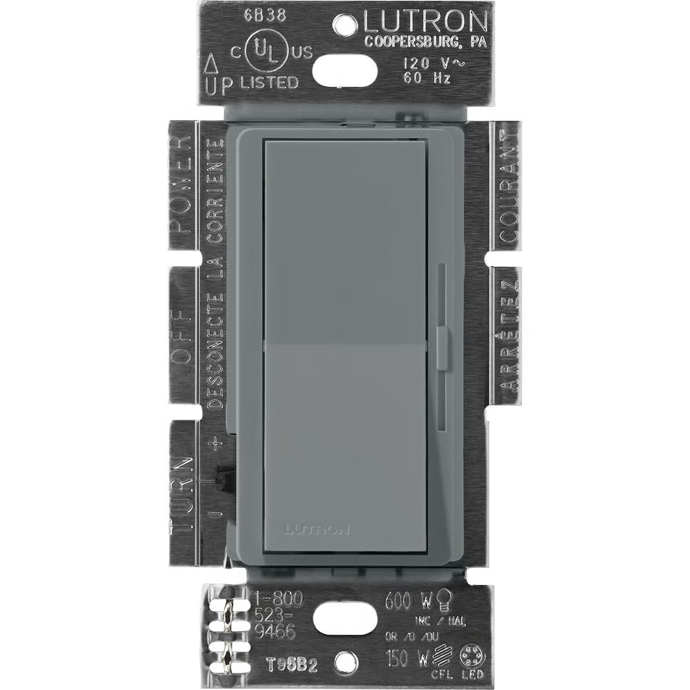 Lutron Diva 3-Wire Dimmer Switch for Ballasts/LED Drivers, 1000W/8A, Single Pole/3-Way, Neutral Required, 120V, DVSCF-103P-SL, Slate