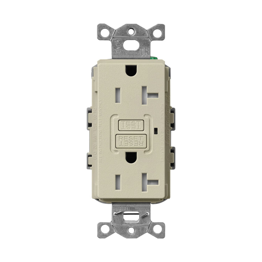 Lutron Claro 20A Tamper Resistant GFCI Duplex Receptacle, Decorator-Style Outlet, Self-Testing, Satin Finish, SCR-20-GFST-CY,Clay