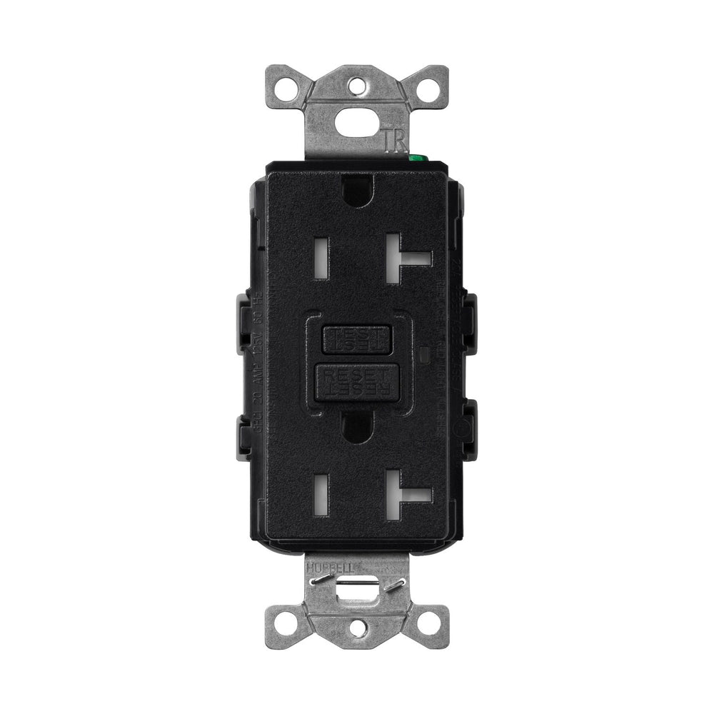 Lutron Claro 20A Tamper-Resistant GFCI Duplex Receptacle, Decorator-Style Outlet, Self-Testing, Satin Finish, SCR-20-GFST-MN, Midnight