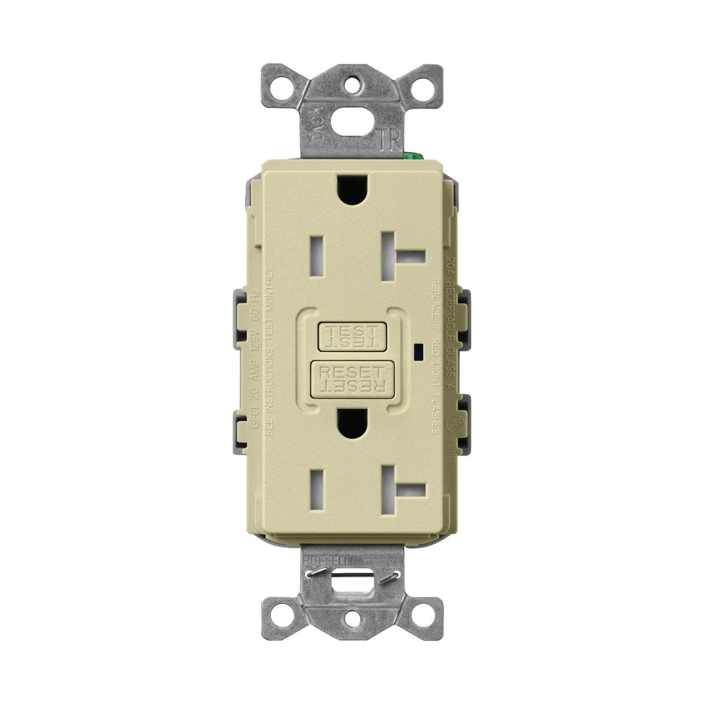 Lutron Claro 20A Tamper Resistant GFCI Duplex Receptacle, Decorator-Style Outlet, Self-Testing, Satin Finish, SCR-20-GFST-SA,Sage