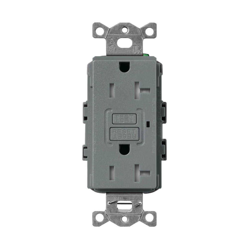 Lutron Claro 20A Tamper Resistant GFCI Duplex Receptacle, Decorator-Style Outlet, Self-Testing, Satin Finish, SCR-20-GFST-SL, Slate