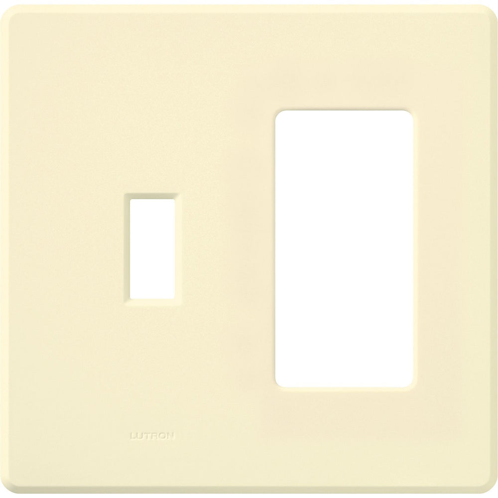 Lutron Fassada Combination 2 Gang, 1 Traditional and 1 Designer/Decorator-Style Opening for Dimmers and Switches, Gloss Finish, FG-2-TD-AL, Almond