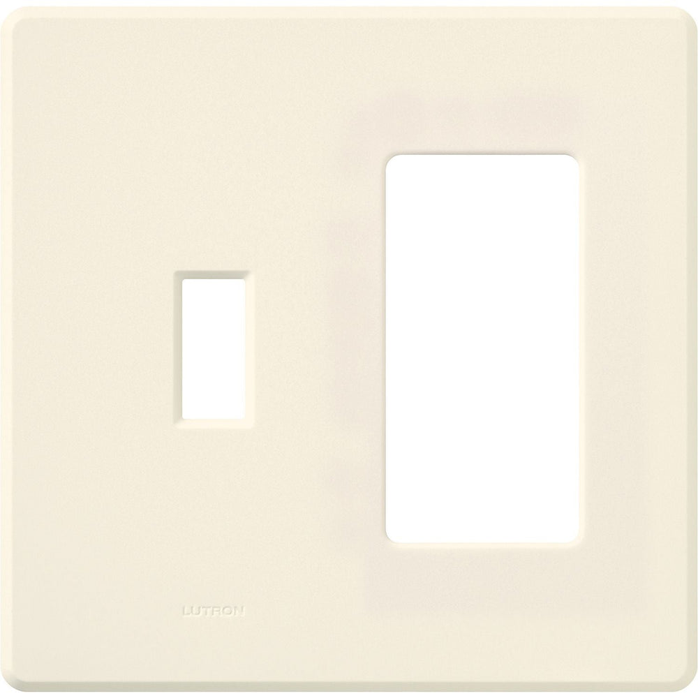 Lutron Fassada Combination 2 Gang, 1 Traditional and 1 Designer/Decorator-Style Opening for Dimmers and Switches,Gloss Finish,FG-2-TD-LA, Light Almond