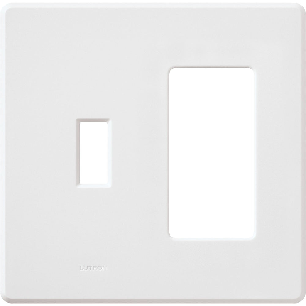Lutron Fassada Combination 2 Gang, 1 Traditional and 1 Designer/Decorator-Style Opening for Dimmers and Switches,Gloss Finish,FG-2-TD-WH, White