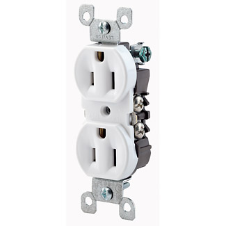 Leviton 12650-W 15 Amp, 125 Volt, NEMA 5-15R, 2P, 3W, CO/ALR Duplex Receptacle, Straight Blade, Residential Grade
