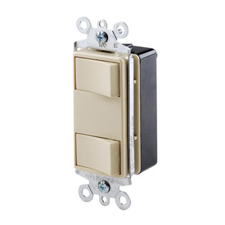 Leviton 1754-ILI Individual Switches 15 Amp, 120 Volt/Device Total 20 Amp, 120Volt. 2 Switch Combination, Rocker