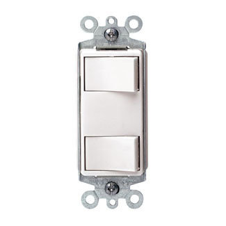 Leviton 1754-W Individual Switches 15 Amp 120 Volt/Device Total 20 Amp 120 Volt Decora Dual Rocker Combination