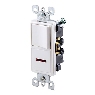 Leviton 5626-W Decora 15 Amp, 120 Volt, Single-Pole / Neon Pilot AC Combination Switch, Commercial Grade, Grounding