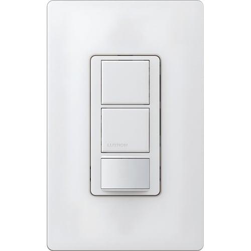 Lutron Maestro Partial-On Dual Circuit Motion Sensor Switch, 6A Light, 120-277V, Single Pole, Ground or Neutral Required, MS-OPS6-DDV-SW, Snow White