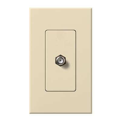 Lutron Nova T Coaxial Cable Jack, F-Style, 75 Ohm Cable, Fits Architectural-Style Wall Plates, Single Gang Wall Plate Included, NT-CJ-BE, Beige