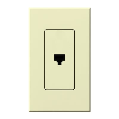 Lutron Architectural Telephone Jack, 6-conductor, RJ11, Single Gang Wall Plate Included, Matte Finish, NT-PJ-AL, Almond