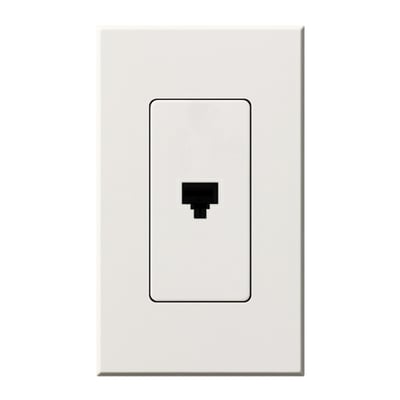 Lutron Architectural Telephone Jack, 6-conductor, RJ11, Single Gang Wall Plate Included, Matte Finish, NT-PJ-WH, White