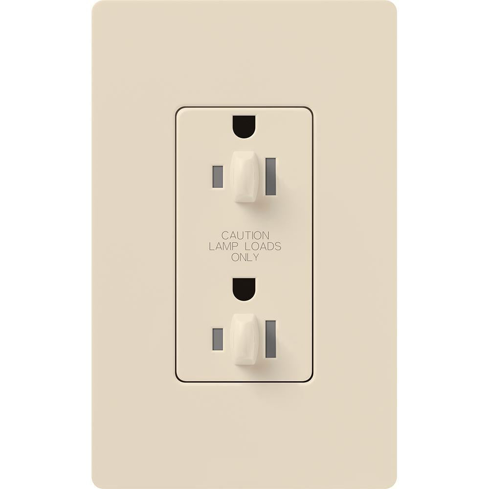 Lutron Architectural 20A Dual Dimming, Tamper Resistant Duplex Receptacle, 125V, Wall Plate Included, Matte Finish, NTR-20-DDTR-LA, Light Almond
