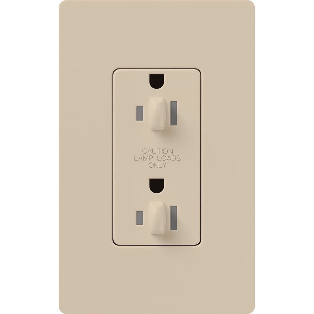 Lutron Architectural 20A Dual Dimming, Tamper Resistant Duplex Receptacle, 125V, Wall Plate Included, Matte Finish, NTR-20-DDTR-TP, Taupe