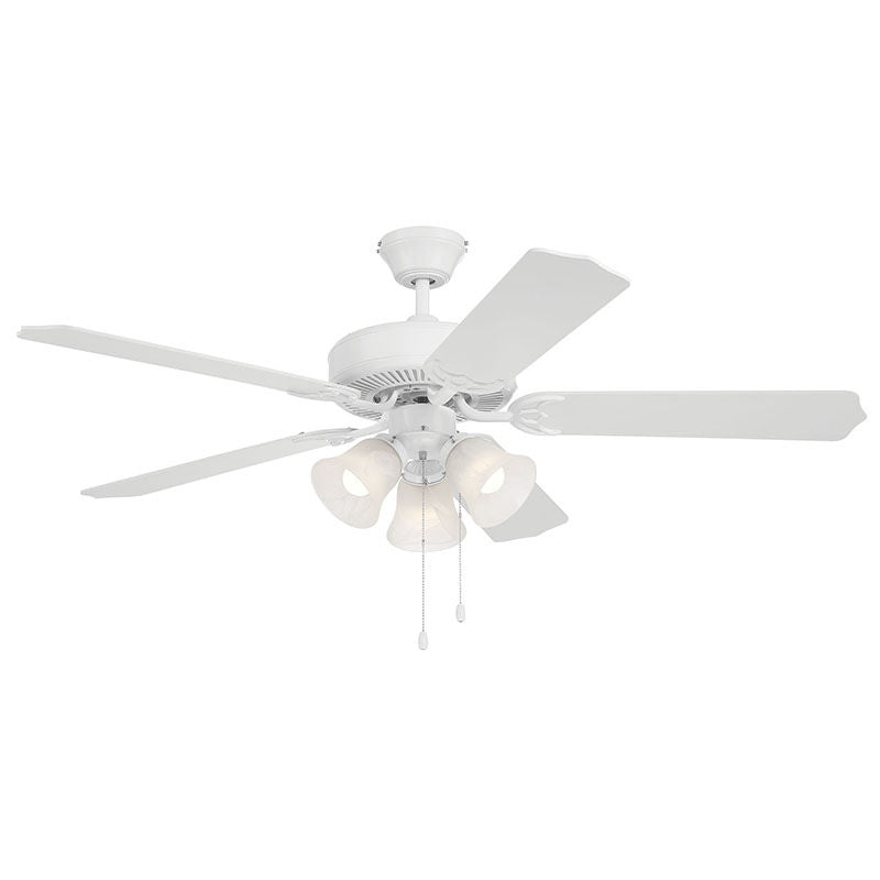 WFL-103-WH - 52" White Metal Housing and White MDF Blades 5-Blade Ceiling Fan and Light 7W*3 3000K