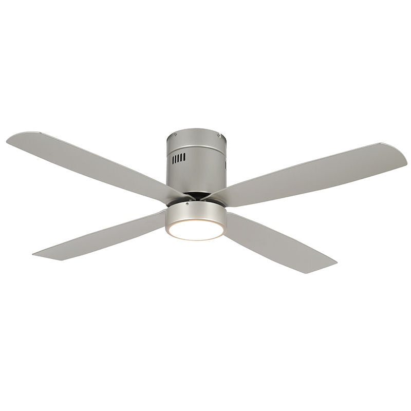 WFL-118-S - 52" Brush Nickel and Silver Finish AB 4-Blade Ceiling Fan and Light 19W 3000K