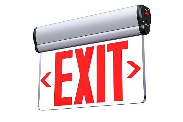 HY-3R - Aluminum Edge-Lit Red Exit Sign 90 Min Battery UL