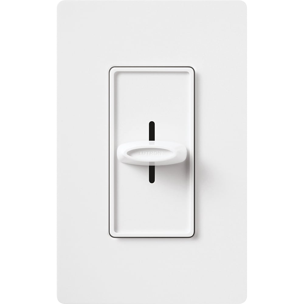 Lutron Skylark Slide-To-Off Dimmer, 1000W, Incandescent/Halogen Only, Single-Pole, 120V, S-1000H-WH, White