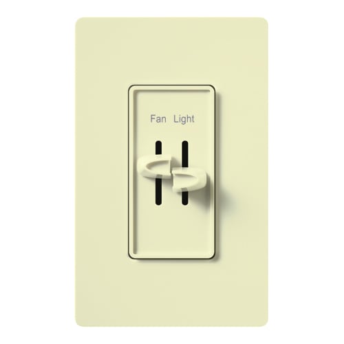Lutron Skylark Dual Dimmer Switch and Fully Variable Fan Control, 300W Incandescent/Halogen and 2.5A Fan, No Neutral Required, S2-LFH-AL, Almond