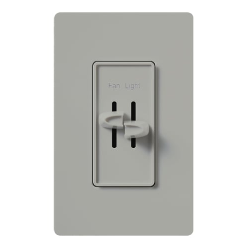 Lutron Skylark Dual Dimmer Switch and Fully Variable Fan Control, 300W Incandescent/Halogen and 2.5A Fan, No Neutral Required, S2-LFH, Gray