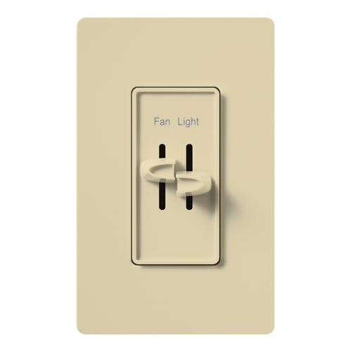 Lutron Skylark Dual Dimmer Switch and Fully Variable Fan Control, 300W Incandescent/Halogen and 2.5A Fan, No Neutral Required, S2-LFH-IV, Ivory