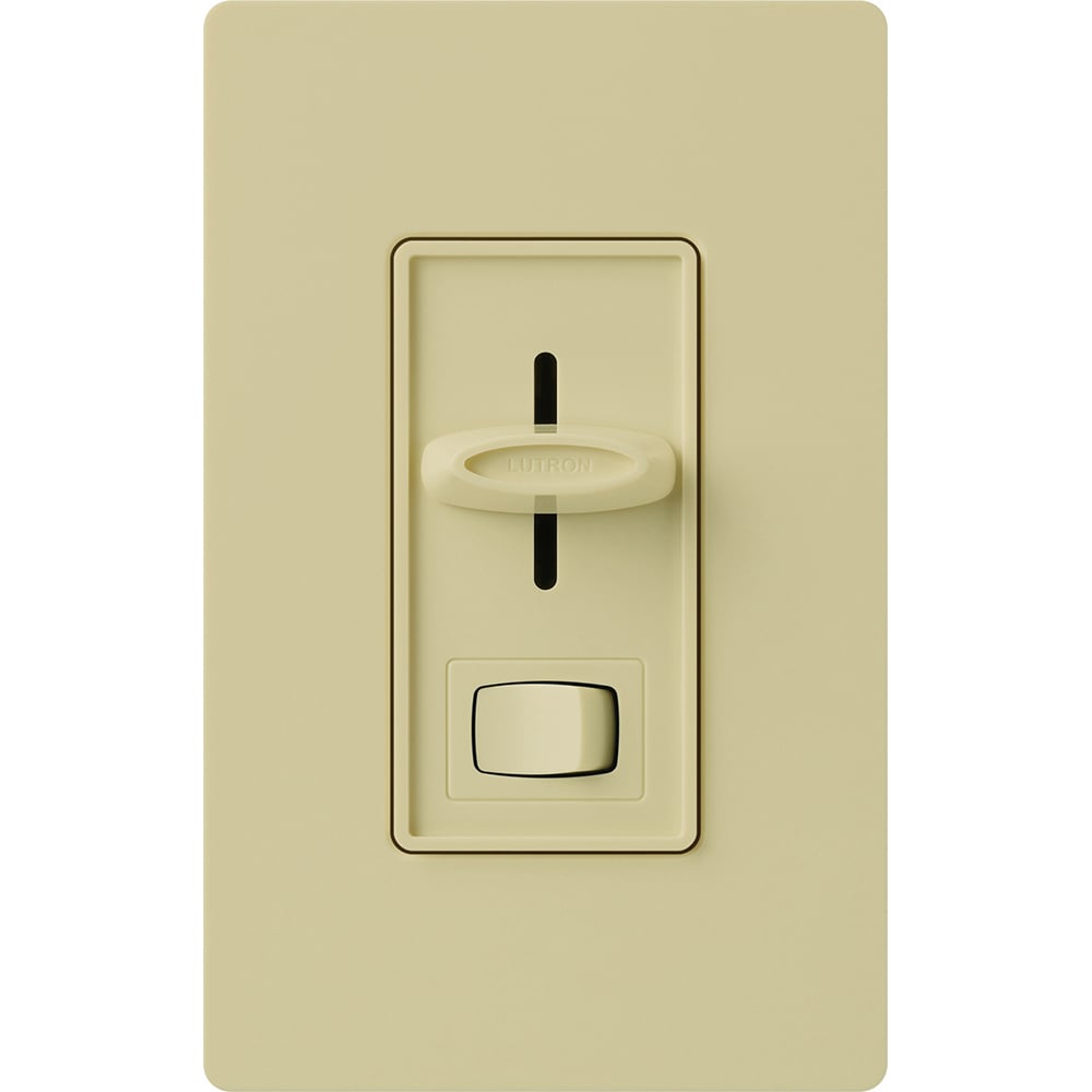 Lutron Skylark 3-Wire Dimmer Switch for Ballasts/LED Drivers, 6A, Single Pole, Neutral Required, Preset, 277V, SF-12P-277- in ivory
