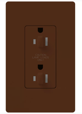 Lutron Architectural 15A Dual Dimming, Tamper Resistant Duplex Receptacle, 125V, Wall Plate Included, Matte Finish, NTR-15-DDTR-SI, Sienna