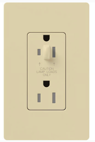 Lutron Architectural 20A Half-Dimming, Tamper Resistant Duplex Receptacle, Wall Plate Included, Matte Finish, NTR-20-HDTR-IV, Ivory