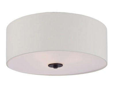 Maxim Lighting 10010OMOI Bongo 18 Inch Wide 3 Light Fabric Drum Flush Mount Ceiling Light Oil Rubbed Bronze Finish