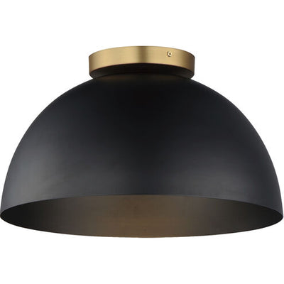 Maxim Lighting 10029BKNAB Thelonious 1 Light 15.75 inch Black and Natural Aged Brass Flush Mount Ceiling Light