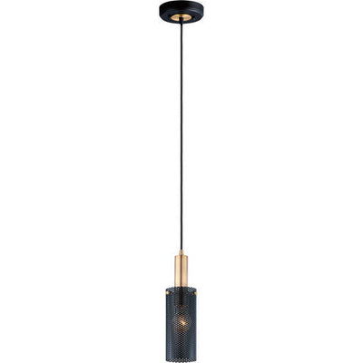 Maxim Lighting 10081BKSBR Perf 1 Light 4 inch Black/Satin Brass Mini Pendant Ceiling Light
