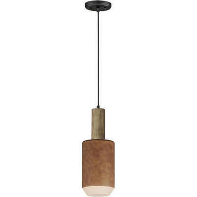 Maxim Lighting 10092WWDTN Scout LED 7 inch Weathered Wood / Tan Leather Single Pendant Ceiling Light