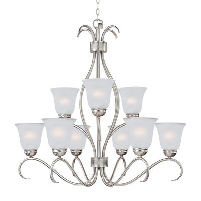 Maxim Lighting 10128FTSN Basix 9 Light 32 inch Satin Nickel Chandelier Ceiling Light