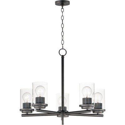 Maxim Lighting 10205CLBK Corona 5 Light 22 inch Black Single-Tier Chandelier Ceiling Light in Clear
