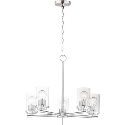 Maxim Lighting 10205CLSN Corona 5 Light 22 inch Satin Nickel Single-Tier Chandelier Ceiling Light in Clear