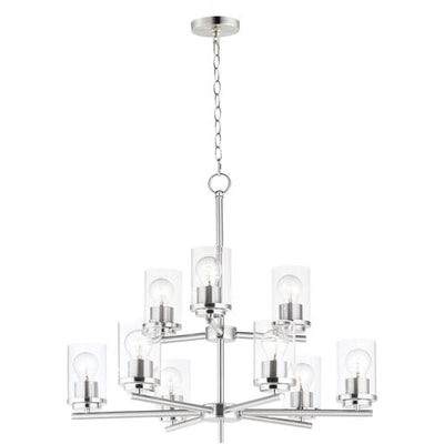 Maxim Lighting 10206CLSN Corona 9 Light 28 inch Satin Nickel Multi-Tier Chandelier Ceiling Light in Clear