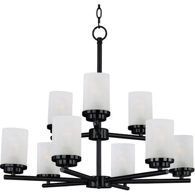 Maxim Lighting 10206FTBK Corona 9 Light 28 inch Black Multi-Tier Chandelier Ceiling Light in Frosted