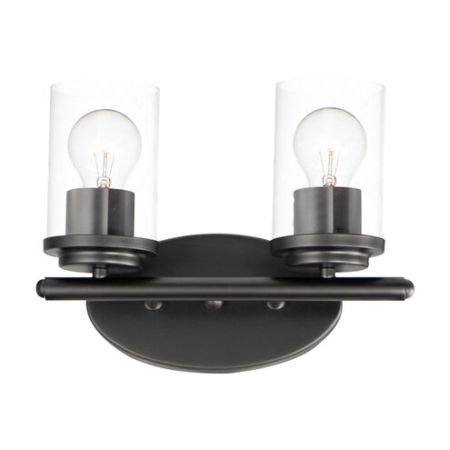 Maxim Lighting 10212CLBK Corona 2 Light 12 inch Black Bath Vanity Wall Light in Clear