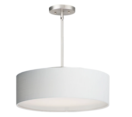 Maxim Lighting 10224WLSN Prime LED 16 inch Pendant Mount Ceiling Light White Linen / Satin Nickel