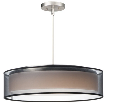 Maxim Lighting 10226BOSN Prime LED 20 inch Pendant Mount Ceiling Light Black Organza / Satin Nickel