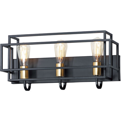 Maxim Lighting 10243BKSBR Liner 3 Light 21 inch Black/Satin Brass Wall Sconce Wall Light