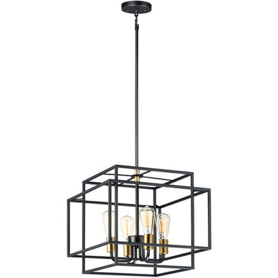 Maxim Lighting 10247BKSBR Liner 4 Light 18 inch Black/Satin Brass Single Pendant Ceiling Light