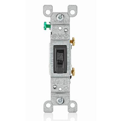 Leviton 1451-2E 15 Amp, 120 Volt, Toggle Framed Single-Pole AC Quiet Switch, Residential Grade, Grounding, Quickwire