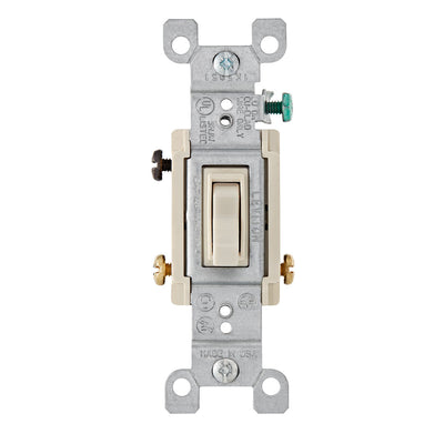 Leviton 1453-2T 15 Amp, 120 Volt AC Quiet Switch, 3-way with Grounding Screw, Quickwire and Side Wired Framed